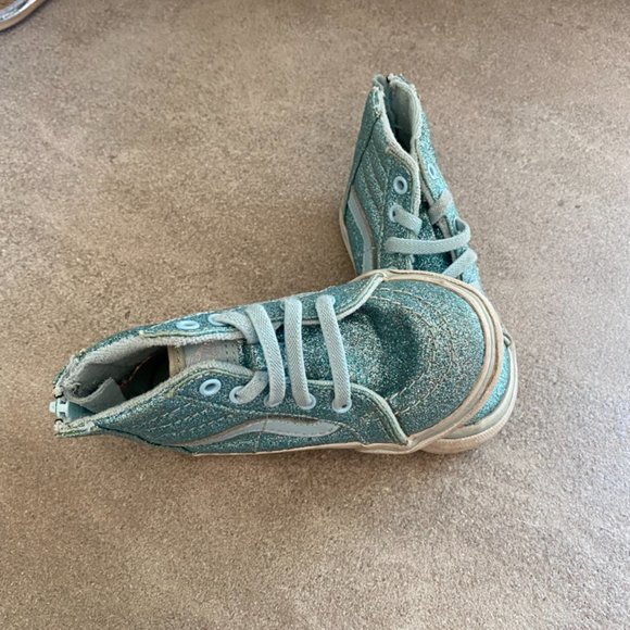 Blue sparkly Van High Tops for girls - size 6 - Picture 2 of 5